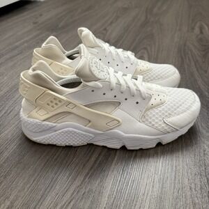 Nike Air Huarache Mens Triple White Platinum Size 13 Running Shoes 318429-111